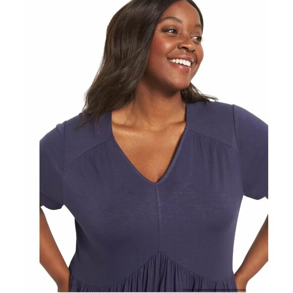 Lane Bryant Short Sleeve Babydoll Fit & Flare Mood Indigo Plus Size 30/32 - Picture 13 of 14
